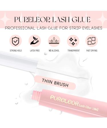 PURELEOR White Eyelash Glue Waterproof Latex Free for Sensitive Eye Strong Hold False Eyelashes Adhesive for Strip Lashes Fast Drying Lash Glue 10ml 0.35oz - Buy Online on SooperMarket.com