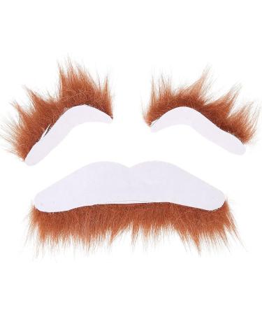 Mustaches Eyebrow Set Self Adhesive Fake Beard and Fake Eyebrow Set False Facial Hair Costume Accessory for Adults Brown - Buy Online on SooperMarket.com