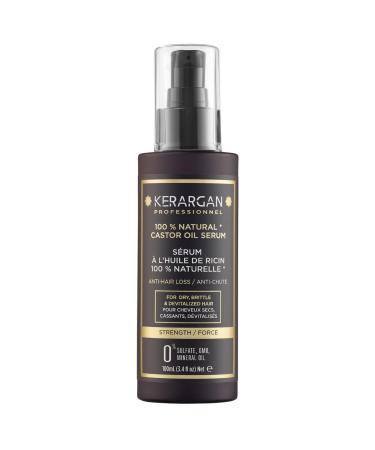 Kerargan - Hair serum against hair loss with castor oil - protection & gloss for dry brittle hair - enriched with aloe vera & macadamia oil - without sulfate GMO mineral oil - 100ml castor 100 ml (1 Pack)