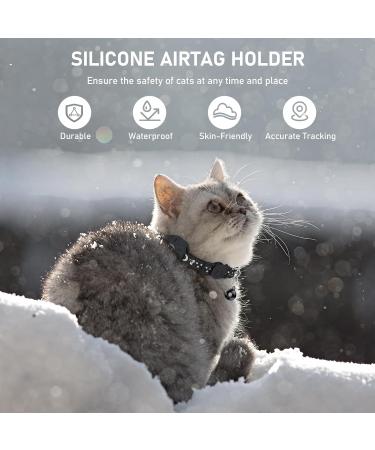 Simket Airtag Cat Collar - Reflective & Waterproof with Safety Buckle | 3/8 Width | Apple Airtag Compatible | Black - Buy Online on SooperMarket.com