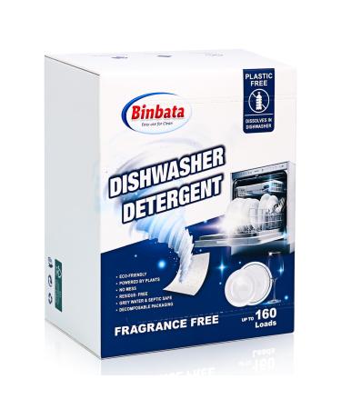 Eco Dishwasher Detergent Sheets Up To 160 Loads Unscented Plastic Free Dishwashing Soap Strips With High Efficient Solid Enzyme Leaving Dishes Sparkling Clean