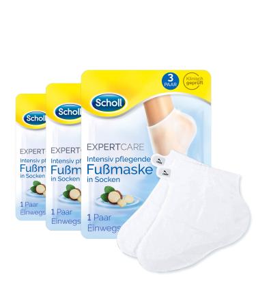 Scholl Expertcare Intensive nourishing foot mask in socks - moisturizing foot care for silky soft feet - 3 pairs of one -way croons 3 pieces (1 Pack)