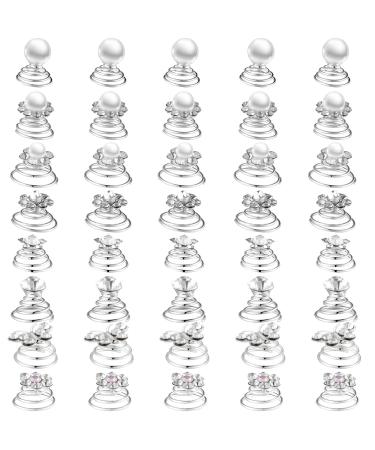 40 Pieces Spiral Hair Pins Swirl Hair Twists Coils Rhinestone Hair Spiral Jewelry Hair Pin Clip Accessories for Wedding Bridal Party Favors  8 Styles