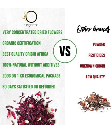 ORGANIC ORIGEENS Hibiscus Tea 200g | Dried Hibiscus Flowers for Infusions & Iced Tea | Detox Treatment - Pack of 1 - Buy Online on SooperMarket.com