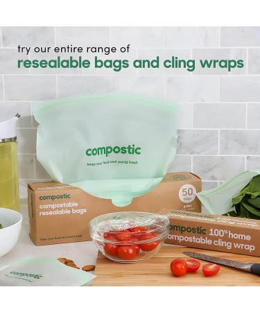 Compostic Home Compostable Cling Wrap - Eco Friendly Reusable Food Wrap, 150 SQ.FT (2 Pack) - Buy Online on SooperMarket.com