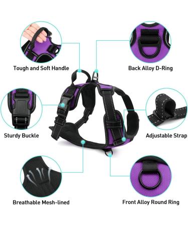 Joytale Large Dog Harness - Reflective Soft Padded Adjustable Breast Harness for Dogs - Breathable Control Handle - Purple (1 Pack) - Buy Online on SooperMarket.com