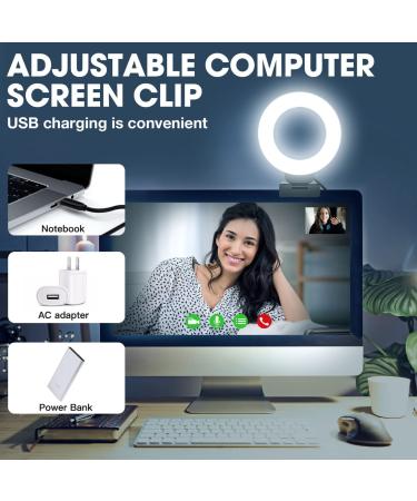 FDKOBE Webcam Lighting Ring Light for Laptop/Computer - 4'' Small Video Conference Lighting with Mount & Tripod, 3 Light Modes, 10 Brightness Levels - Selfie 3000k - Buy Online on SooperMarket.com