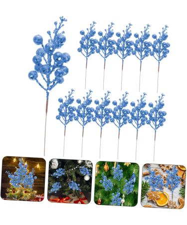 HOMSFOU 24 Pcs Christmas Imitation Berries Christmas Berries Picks Artificial Berry Twig Stem Gold Floral Picks Glitter Holly Berry Stem Xmas Red Fruit Home Decor Household Ribbon Foam Bluex2pcs 19X5X5CMx2pcs - Buy Online on SooperMarket.com