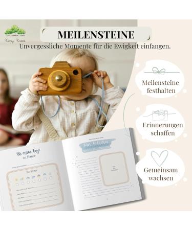 Tiny Trees Baby Diary - My First Year (Hare) | 51 Pages Gift Box Included | Baby Milestone Book & Photo Album - Monthly Birthdays in German - Buy Online on SooperMarket.com