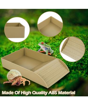 Tortoise Water Dish Tortoise Bath Dish 30.5x14.8x5.8cm Anti Slip Reptile Pool Bowl with Ramp Reptile Feeding Box Dish Plastic Turtle Water Bowl Tortoise Habitat Accessories for Basking Feeding Wood Small - Buy Online on SooperMarket.com