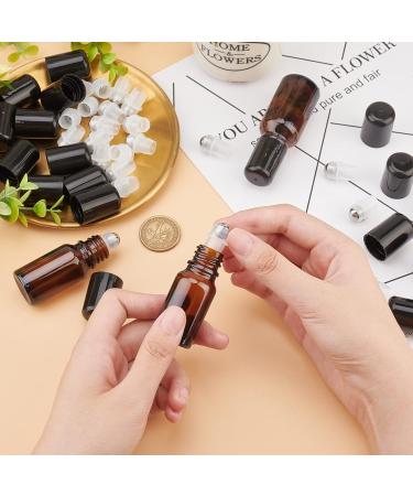 BENECREAT 24 Sets Essential Oil Roller Inserts Kit - Stainless Steel Balls & Black Caps for 5-15ml Bottles | Ideal for Essential Oils & Cosmetics - Buy Online on SooperMarket.com