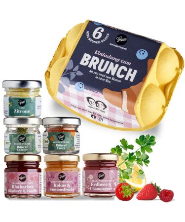 Gepp's delicatessen "Tasting-Box Brunch" I Gourmet Gift Korb for Women & Men with 6 delicious breakfast delicacies I gift idea for the brunch with spices & spreads tasting box brunch