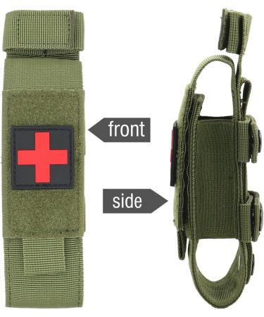 Yoncono Tactical Molle Tourniquet Holder | Portable Military First Aid Bag & Trauma Scissor Pocket - Army Green - Buy Online on SooperMarket.com