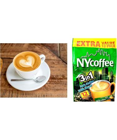NYCoffee 3 in 1 Instant Coffee sachets|3 Flavours - Salted Caramel Vanilla & Irish Flavours Bundled with Temas Store Coffee Stirrers & Coffee Sleeves & Reusable Plastic Coffee Cup|36 Coffee Sachets - Buy Online on SooperMarket.com