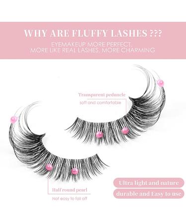 HERBENJOY Fluffy False Lashes Fake Eyelashes 5 Pairs Lash Extension with Small Pearl Decoration Cat Eye False Eyelashes 3D Faux Eyelashes for Costume Party Stage Performance Festival Celebrations - Buy Online on SooperMarket.com