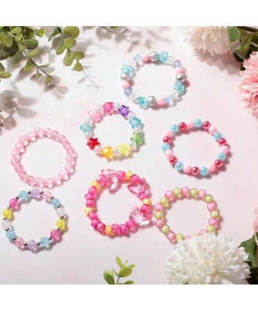 Hicarer 20 Pieces Girl Beaded Bracelets Cute Rainbow Bead Bracelets Colorful Bracelets Princess Bracelets Stretchy Bead Bracelets for Prince Birthday Present (Elegant Style) - Buy Online on SooperMarket.com