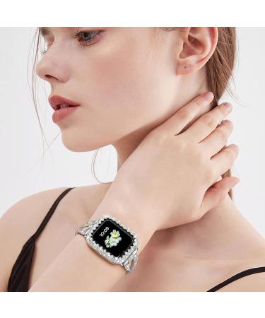 Bling Bumper Case Compatible with Apple Watch Series 6 5 4 Se 44mm Diamond Protective Face Cover for Women Hard PC Frame Protector for iWatch 44mm Silver Silver 44mm - Buy Online on SooperMarket.com