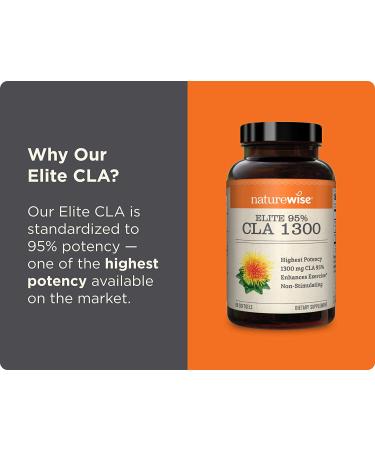 NatureWise Elite CLA 1300: Maximum Potency Workout Supplement for Muscle Retention & Growth - 95% CLA Safflower Oil, Non-Stimulating & Gluten Free - 1 Month Supply (90 Count) - Buy Online on SooperMarket.com
