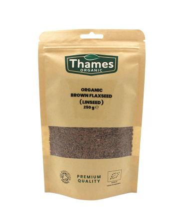 Organic Brown Flaxseed High Fiber Omega-3s Non-GMO 100% Natural Vegan No Additives or Preservatives Superfood Thames Organic 250g Nutty 250 g (Pack of 1)