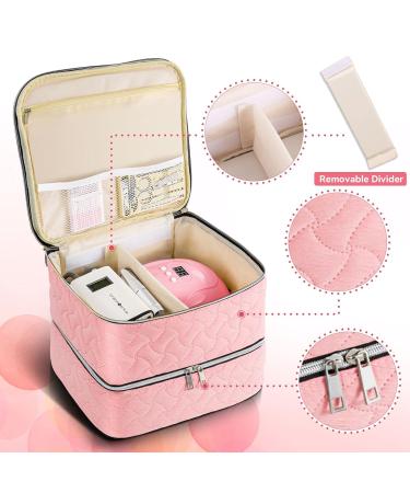 Nail Polish Organizer Case - Holds 42 Bottles, Double-Layer Storage with Adjustable Dividers - Portable Pink Bag for Manicure Tools - Buy Online on SooperMarket.com