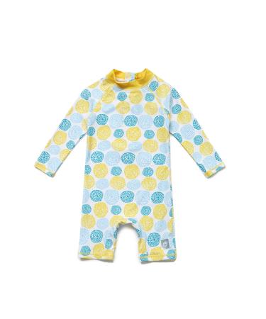 BONVERANO Baby Girls Swimsuit Toddler Bathing Suit Long-Sleeve Zipper One Piece Swimwear with UPF 50+ Sun Protection 2-3 Years Lemon