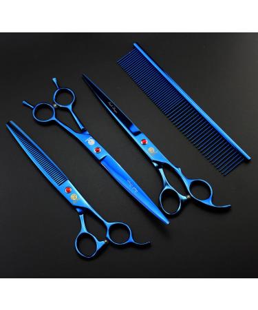 8 inch Purple Dragon 3 in 1 Professional Pet Grooming Thinning Scissors - Upward Curved Shears - Dog Hair Cutting Scissor in Blue - Buy Online on SooperMarket.com