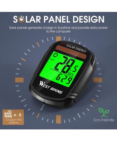 Bike Computer with Solar Energy | Wireless Bicycle Speedometer & Odometer | Waterproof LCD Backlight | Multi-Function Cycling Computer - Buy Online on SooperMarket.com