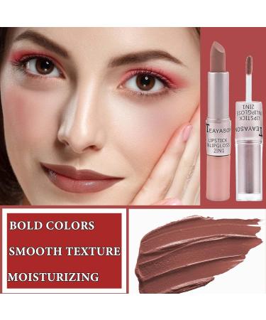 2 in 1 Matte & Liquid Lipstick Set - Waterproof Velvet Gloss Long Lasting Nude Lip Color for Women - Buy Online on SooperMarket.com