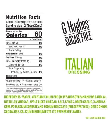 G Hughes Sugar Free Italian Dressing - Gluten Free Keto Salad Dressing - 12 Oz (3-Pack) - Buy Online on SooperMarket.com