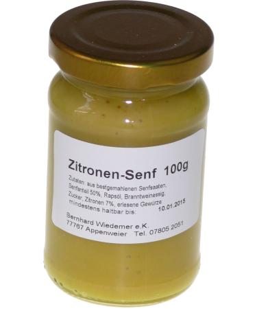 Wiedemer - fruity lemon mustard made of fresh preparation with selected natural vegan ingredients - 1 glass of 100g gourmet mustard for salad dressing sauce fish meat cheese and much more.