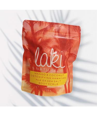 Laki Naturals Sea Salt Body Scrub | Exfoliating Dead Sea Salt & Volcanic Clay Detox Scrub - 10oz Mango & Coconut - Buy Online on SooperMarket.com
