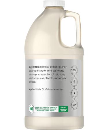 Horbaach Castor Oil 64oz - Cold Pressed, Hexane Free for Hair, Eyelashes & Eyebrows - Vegetarian, Non-GMO - Buy Online on SooperMarket.com