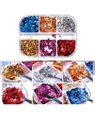 Gzmayuen Leaf Gold Nail Art Glitter Foil Flakes for Nail Decoration | 2 Boxes Golden Aluminum Foil Seedlettes - Buy Online on SooperMarket.com