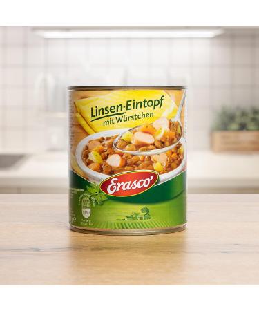 Erasco Lens Stew with Sausages (800g) - Quick & Delicious Vegetable Meal - International Shipping Available - Buy Online on SooperMarket.com