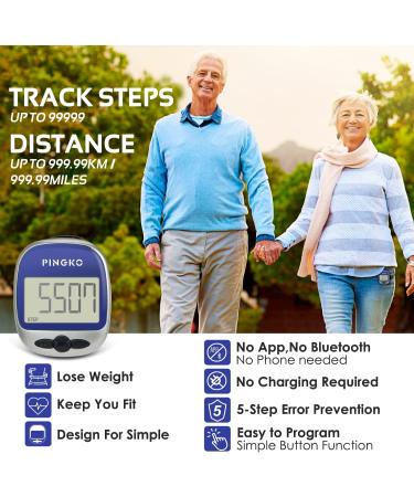 PINGKO Portable LCD Pedometer for Jogging, Hiking, Running & Walking - Blue | Step Counter with Calorie Burn Tracker - Buy Online on SooperMarket.com