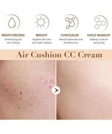 Mushroom Head Air Cushion CC Cream Moisturizing Concealer CC Cream Foundation Long Lasting Brighten Makeup Base with Mushroom Applicator Even Skin Tone for All Skin Types (Ivory) - Buy Online on SooperMarket.com
