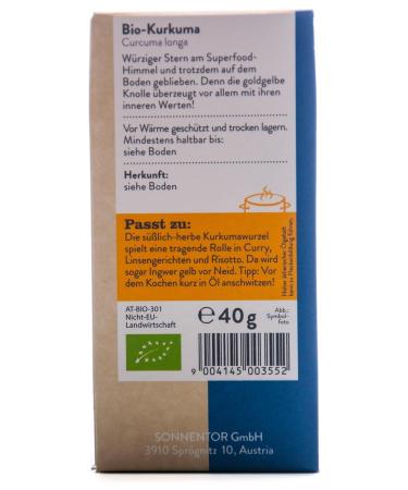 Buy Sonnentor Organic Ground Turmeric 40g - Premium Spice for Health & Flavor | International Shipping Available - Buy Online on SooperMarket.com