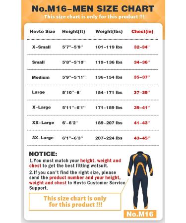 Hevto 3/2mm Neoprene Full Shorty Wetsuit for Women & Men - Keep Warm for Surfing, Swimming, Diving & SUP - M16-Orange Men X-Large - Buy Online on SooperMarket.com