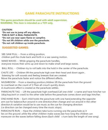 Sonyabecca Parachute for Kids - 12FT, 12 Handles, Multicolored | Tent Cooperative Games and Birthday Gift - Buy Online on SooperMarket.com