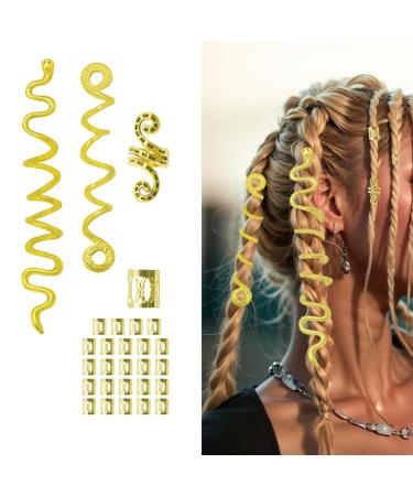 Surplex Dreadlocks Jewellery Hair Spiral Clips Spiral Hair Clip Braids Jewellery Adjustable Metal Cuffs Hair Braiding Bead Hair Rings Aluminium Dreadlocks Accessories for Women Men Braids Decoration