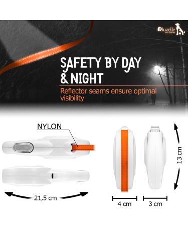 Bluzelle 8m Long Dog Leash for Dogs up to 50kg - Flexible Neon-Orange Reflector Belt with 360 Carabiner Hook Ergonomic Gray Handle & Catchment Brake - Buy Online on SooperMarket.com