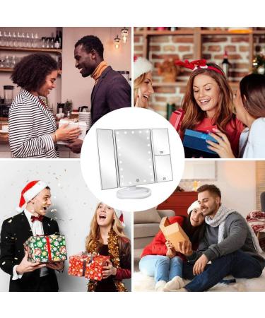 Infitrans 3-Fold Lighted Vanity Makeup Mirror 1X/2X/3X Magnification | 21 LED Bright Table Mirror with Touch Screen | 180 Adjustable Rotation | Portable Travel Cosmetic Mirror - White - Buy Online on SooperMarket.com