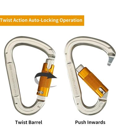 SOB Large Alloy Steel D-Ring Carabiner Clip - Heavy Duty Locking Carabiner for Hammock, Keychain, Camping & Hiking - Silver - Buy Online on SooperMarket.com