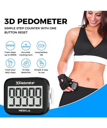 3D Pedometer for Walking - Large Digital Display Step Tracker with Removable Clip Lanyard, Black - Buy Online on SooperMarket.com