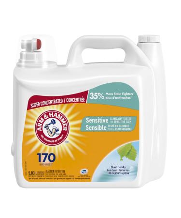 Arm & Hammer Liquid Laundry Detergent for Sensitive Skin Super Concentrated Skin Friendly Fresh Scent 170 Loads 5.03-L