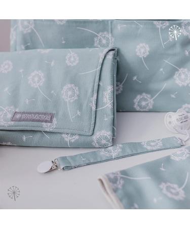 Mimuselina Portable Water-Repellent Diaper Wrap Pad - Foldable & Washable Changing Pad in Mint Dandelion - Buy Online on SooperMarket.com