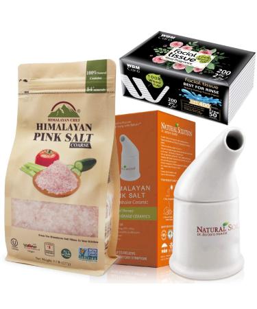 Himalayan Pink Salt Ceramic Salt Inhaler with Natural Rose Facial Tissue 1.9 Lbs