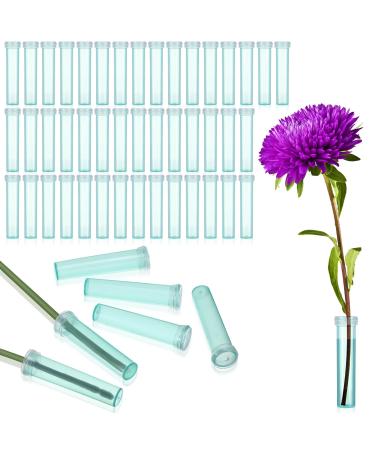 50 Pieces 2.8 Inches Floral Water Tubes Clear Plastic Flower Water Tubes Water Tubes for Flowers Rose Flower Water Vials with Rubber lids Floral Picks for Fresh Flower Arrangement Decoration