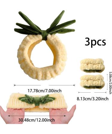 Face Washing Wristbands and Headband Set Pineapple Face Wash Headband Coral Fleece Spa Headband Set Cute Plush Hair Holder for Washing Face Face Wash Headband - Buy Online on SooperMarket.com