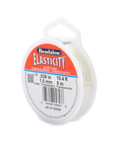 Beadalon Elasticity Stretch Cord, 1.0 mm / .039 in, Clear, 5 m / 16.4 ft 1.0 mm/5 m Clear